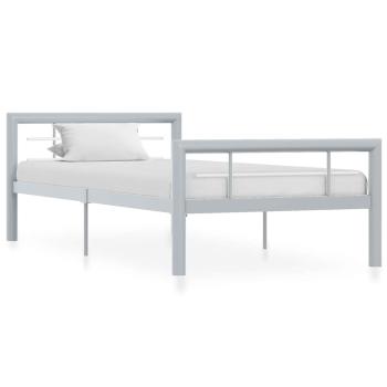 ARDEBO.de - Bettgestell Grau und Weiß Metall 100 × 200 cm