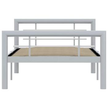 Bettgestell Grau und Weiß Metall 100 × 200 cm