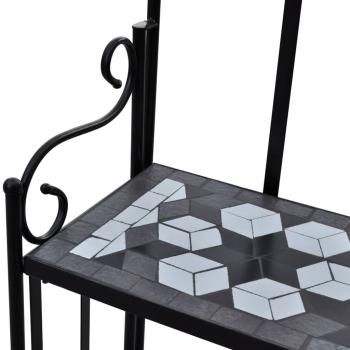 Pflanzenständer Mosaik Schwarz und Weiß