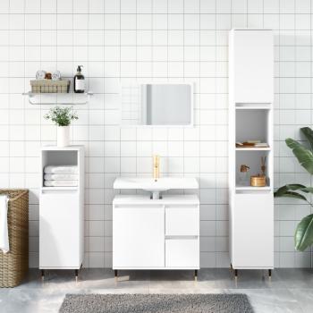 ARDEBO.de - Badschrank Weiß 30x30x190 cm Holzwerkstoff