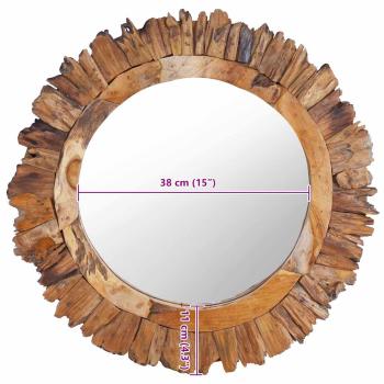 Wandspiegel 60 cm Teak Rund