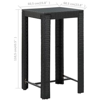 Garten-Bartisch Schwarz 60,5x60,5x110,5 cm Poly Rattan