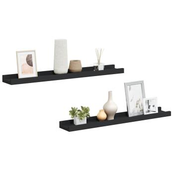 Bilderleisten 2 Stk. Schwarz 60x9x3 cm MDF