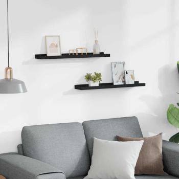 Bilderleisten 2 Stk. Schwarz 60x9x3 cm MDF