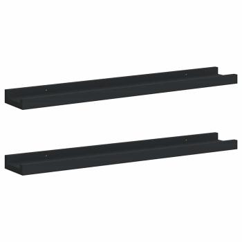 Bilderleisten 2 Stk. Schwarz 60x9x3 cm MDF