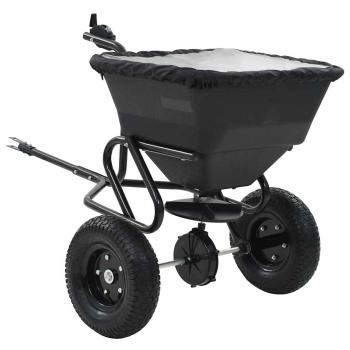 ARDEBO.de - Handstreuwagen Salzstreuer zum Ziehen PVC Stahl 125x74x79cm 45L