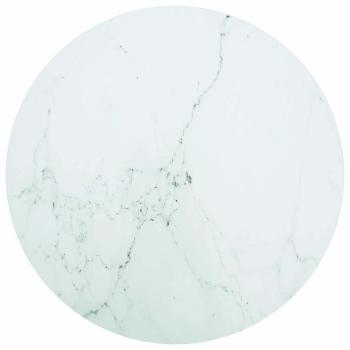 ARDEBO.de - Tischplatte Weiß Ø90x1 cm Hartglas in Marmoroptik