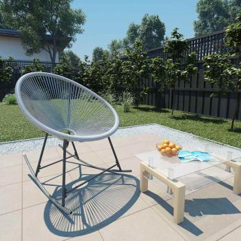 ARDEBO.de - Schaukelstuhl Mondstuhl Grau Poly Rattan
