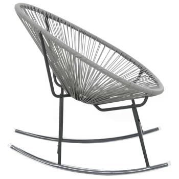 Schaukelstuhl Mondstuhl Grau Poly Rattan