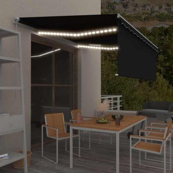 ARDEBO.de - Markise Manuell Einziehbar mit Rollo & LED 4x3 m Anthrazit
