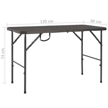 Gartentisch Klappbar Braun 120x60x74 cm HDPE Rattan-Optik