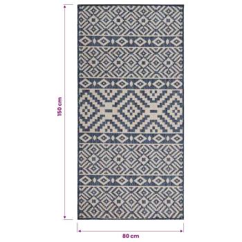 Outdoor-Teppich Flachgewebe 80x150 cm Blau Gestreift