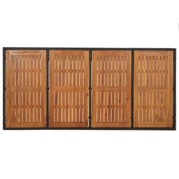 Gartentisch mit Holzplatte Schwarz 190x90x75 cm Poly Rattan