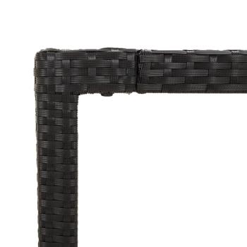 Gartentisch mit Holzplatte Schwarz 190x90x75 cm Poly Rattan