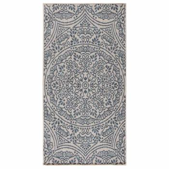 ARDEBO.de - Outdoor-Teppich Flachgewebe 100x200 cm Blaues Muster