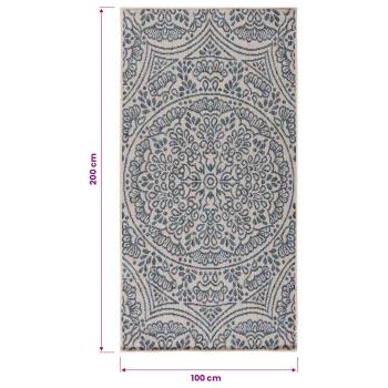 Outdoor-Teppich Flachgewebe 100x200 cm Blaues Muster