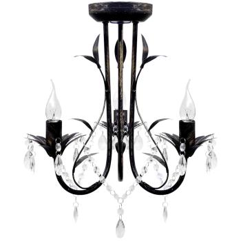 ARDEBO.de - Decknlampe Art Novau mit Kristallperlen 3 x E14