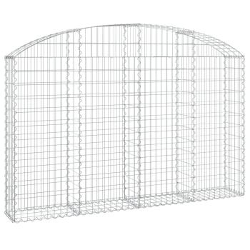 Gabione mit Hochbogen 200x30x120/140 cm Verzinktes Eisen