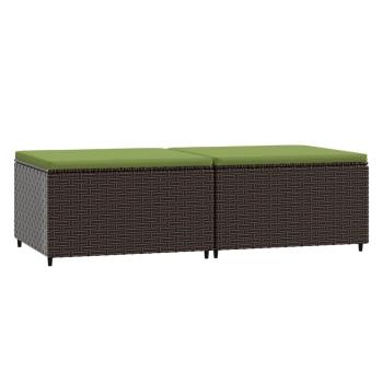 Gartenhocker mit Kissen 2 Stk. Braun Poly Rattan
