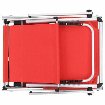 Klappbare Sonnenliegen mit Dach 2 Stk. Aluminium Textilene Rot