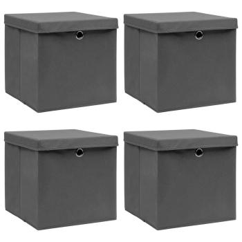 ARDEBO.de - Aufbewahrungsboxen mit Deckeln 4 Stk. Grau 32x32x32 cm Stoff