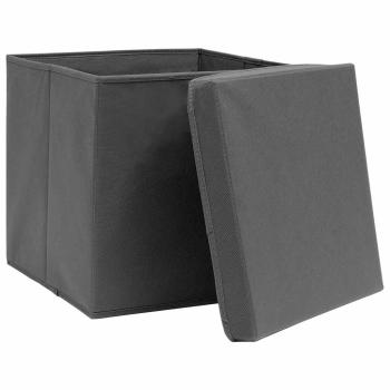 Aufbewahrungsboxen mit Deckeln 4 Stk. Grau 32x32x32 cm Stoff