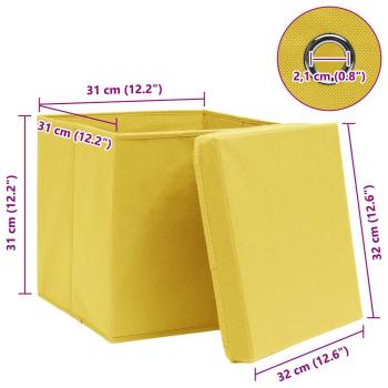 Aufbewahrungsboxen mit Deckeln 10 Stk. Gelb 32x32x32 cm Stoff