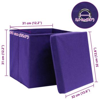 Aufbewahrungsboxen mit Deckeln 10 Stk. Lila 32x32x32 cm Stoff