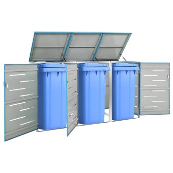 ARDEBO.de - Mülltonnenbox für 3 Tonnen 207x77,5x115 cm Edelstahl