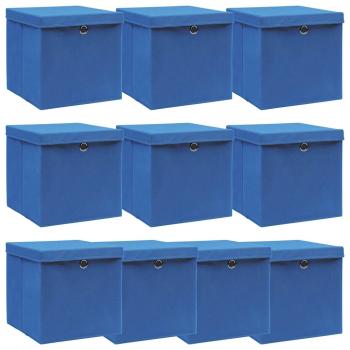 ARDEBO.de - Aufbewahrungsboxen mit Deckeln 10 Stk. Blau 32x32x32 cm Stoff