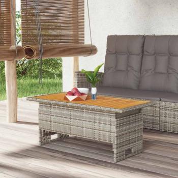 ARDEBO.de - Gartentisch Grau 100x50x43/63 cm Akazienholz & Poly Rattan
