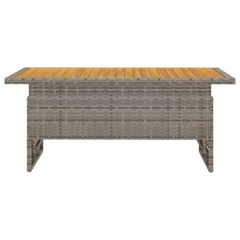 Gartentisch Grau 100x50x43/63 cm Akazienholz & Poly Rattan