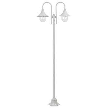 ARDEBO.de - Garten-Pollerleuchte E27 220 cm Aluminium 2-Laterne Weiß