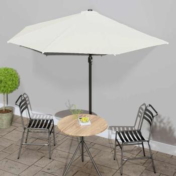 ARDEBO.de - Balkon-Sonnenschirm mit Alu-Mast Sandfarben 300x155 cm Halbrund