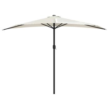 Balkon-Sonnenschirm mit Alu-Mast Sandfarben 300x155 cm Halbrund