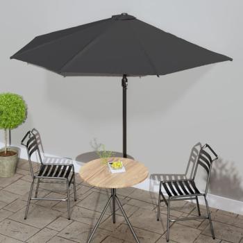 ARDEBO.de - Balkon-Sonnenschirm mit Alu-Mast Anthrazit 300x155 cm Halbrund