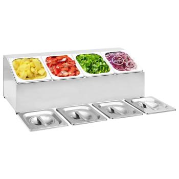 ARDEBO.de - Gastronorm-Ständer mit 4 GN 1/6 Behältern Edelstahl