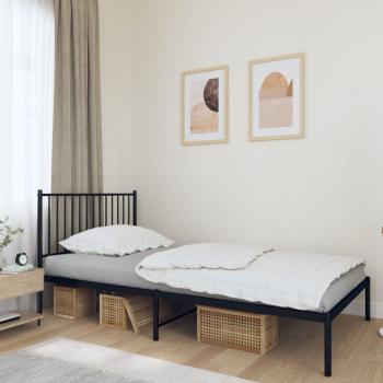 ARDEBO.de - Bettgestell mit Kopfteil Metall Schwarz 107x203 cm