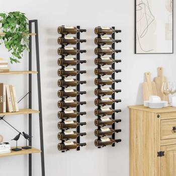 Wand-Weinregale für 12 Flaschen 2 Stk. Schwarz Eisen