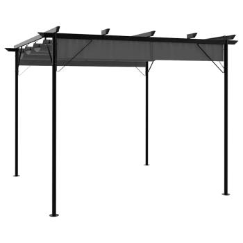 ARDEBO.de - Pergola mit Ausziehbarem Dach Anthrazit 3x3 m Stahl 180 g/m²