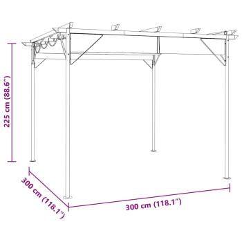 Pergola mit Ausziehbarem Dach Anthrazit 3x3 m Stahl 180 g/m²