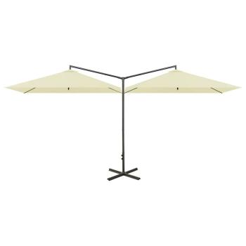Doppel-Sonnenschirm mit Stahl-Mast 600x300 cm Sandweiß