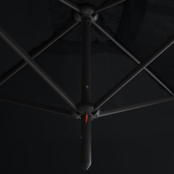 Doppel-Sonnenschirm mit Stahl-Mast 600x300 cm Schwarz