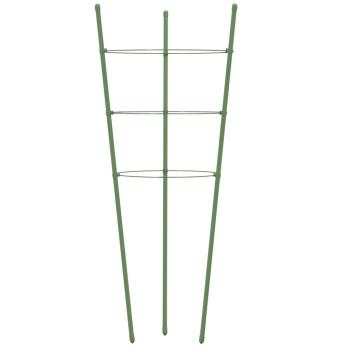 Pflanzenstützen mit 3 Ringen 5 Stk. Grün 60 cm Stahl