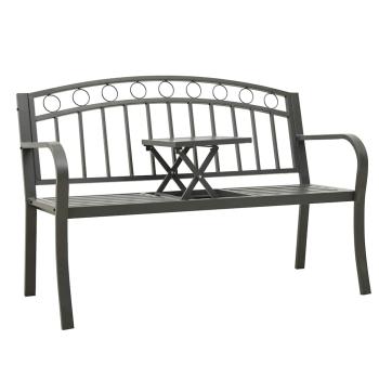 ARDEBO.de - Gartenbank mit Tisch Grau 120 cm Stahl