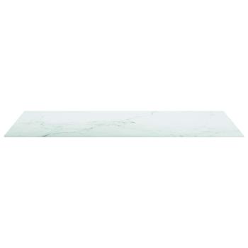 Tischplatte Weiß 100x50 cm 6 mm Hartglas in Marmoroptik