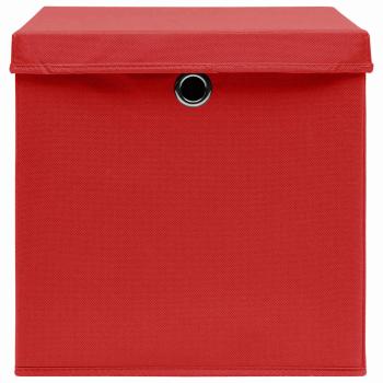 Aufbewahrungsboxen mit Deckeln 10 Stk. 28x28x28 cm Rot