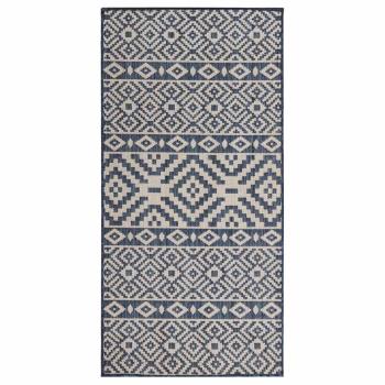 ARDEBO.de - Outdoor-Teppich Flachgewebe 100x200 cm Blau Gestreift