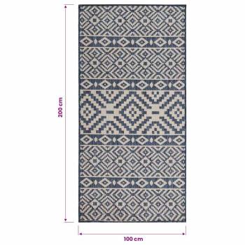 Outdoor-Teppich Flachgewebe 100x200 cm Blau Gestreift