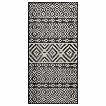 ARDEBO.de - Outdoor-Teppich Flachgewebe 80x150 cm Schwarz Gestreift